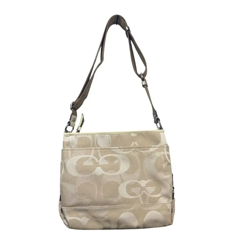 Coach Kyra Crossbody Bag Signature Canvas Khaki Monogram Hobo